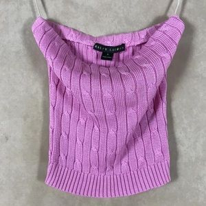 RALPH LAUREN BLACK LABEL Pink Cableknit Tube Top Medium